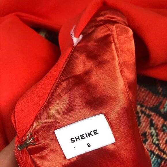 Sheike Red Ruffle Party Dress Small XS - Picture 8 of 13